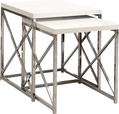 Brillock White Chrome Nesting Tables