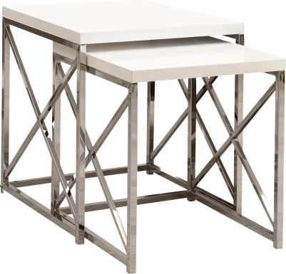 Brillock White Chrome Nesting Tables