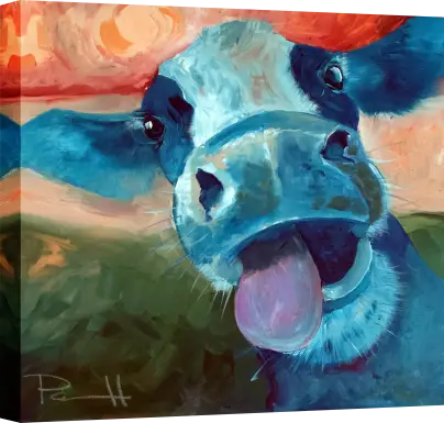 Kids Goofing Around Blue Artwork