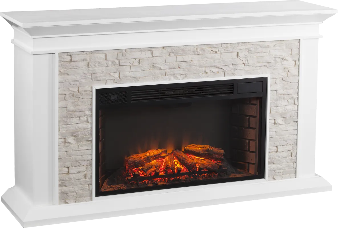 Clydebank White 60 in. Console with Electric Fireplace