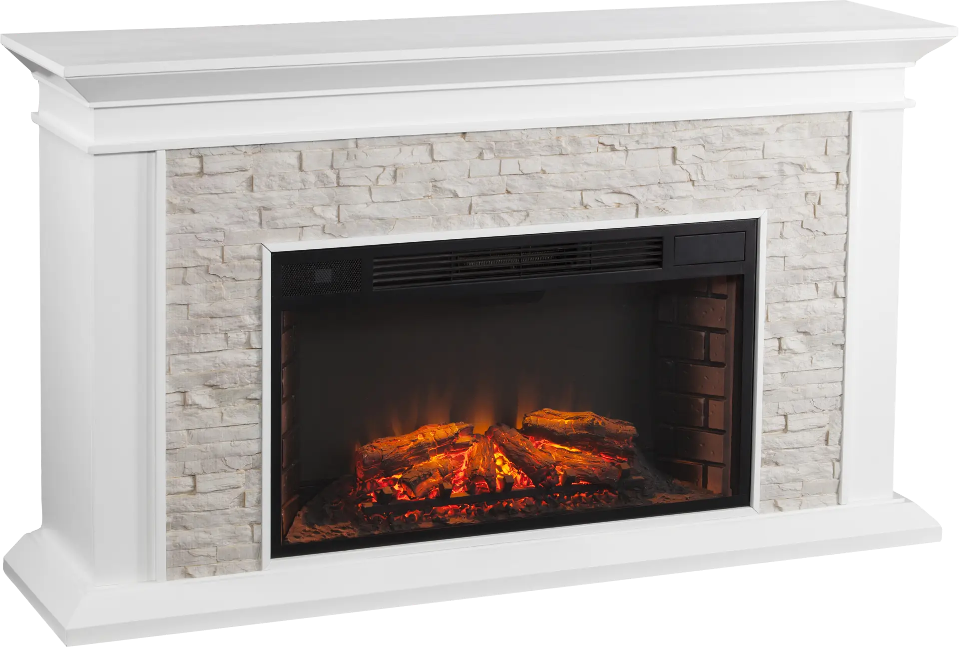 Clydebank White 60 in. Console with Electric Fireplace