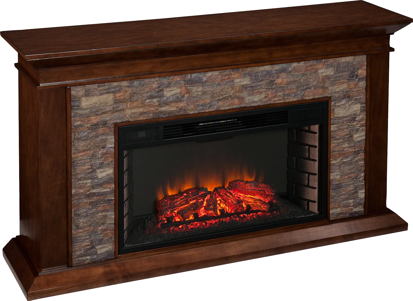 Clydebank Brown 60 in. Console with Electric Fireplace - Thumbnail - Image 1