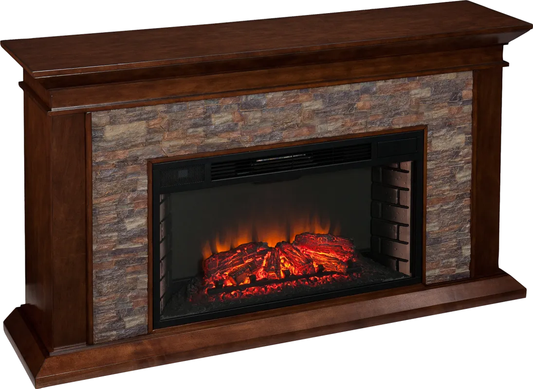 Clydebank Brown 60 in. Console with Electric Fireplace