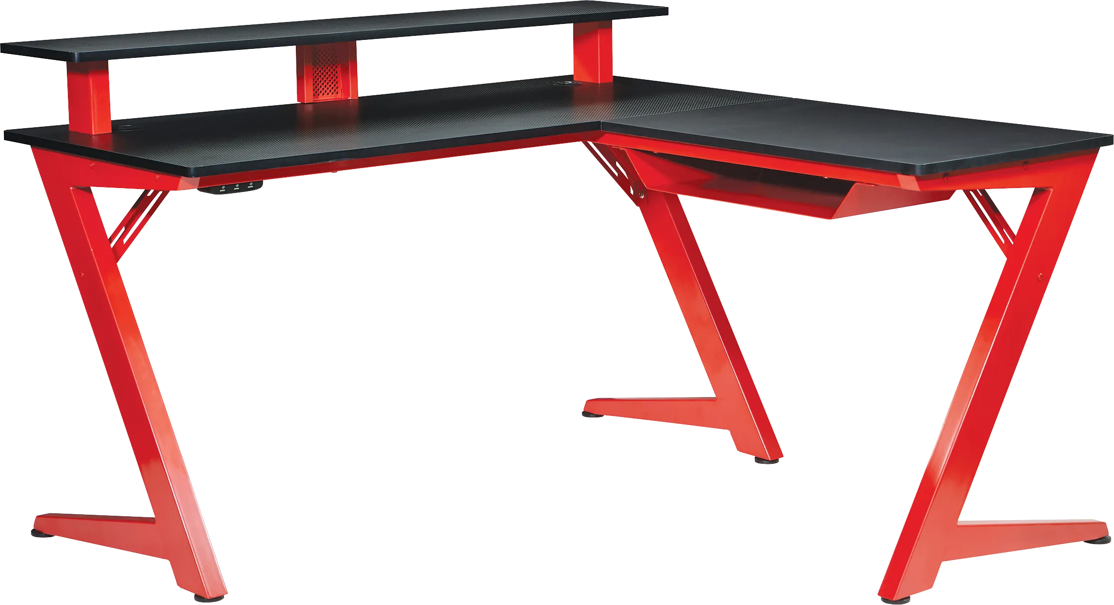 Antinous Red L-Shaped PC Gaming Desk