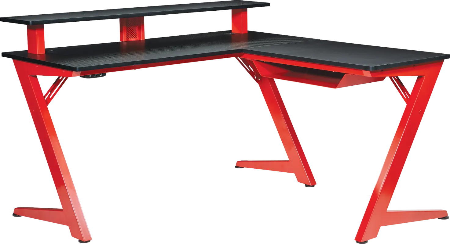 Antinous Red L-Shaped PC Gaming Desk