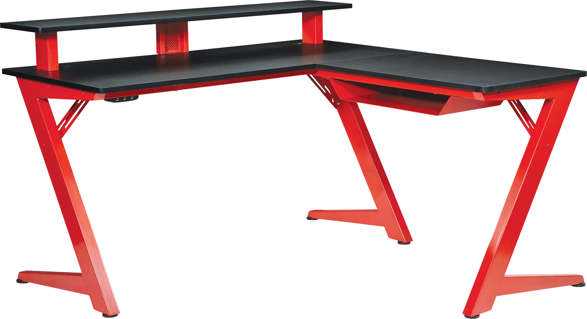 Antinous Red L-Shaped PC Gaming Desk - Image 1