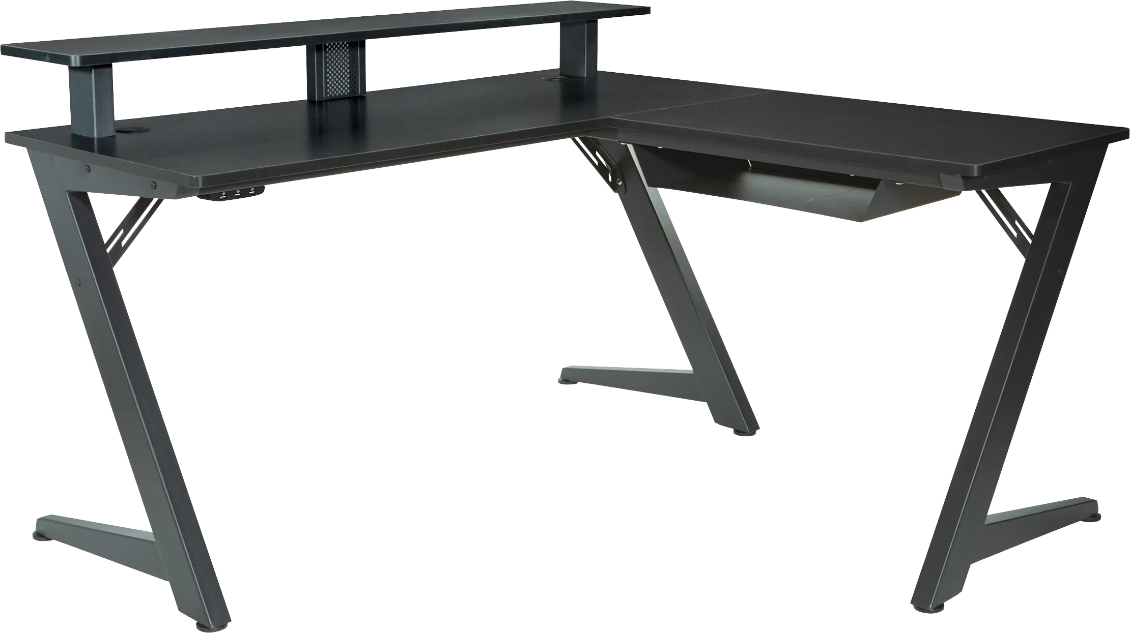 Antinous Black L-Shaped Gaming Desk - Thumbnail - Image 1