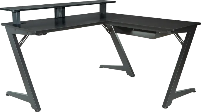 Antinous Black L-Shaped Gaming Desk