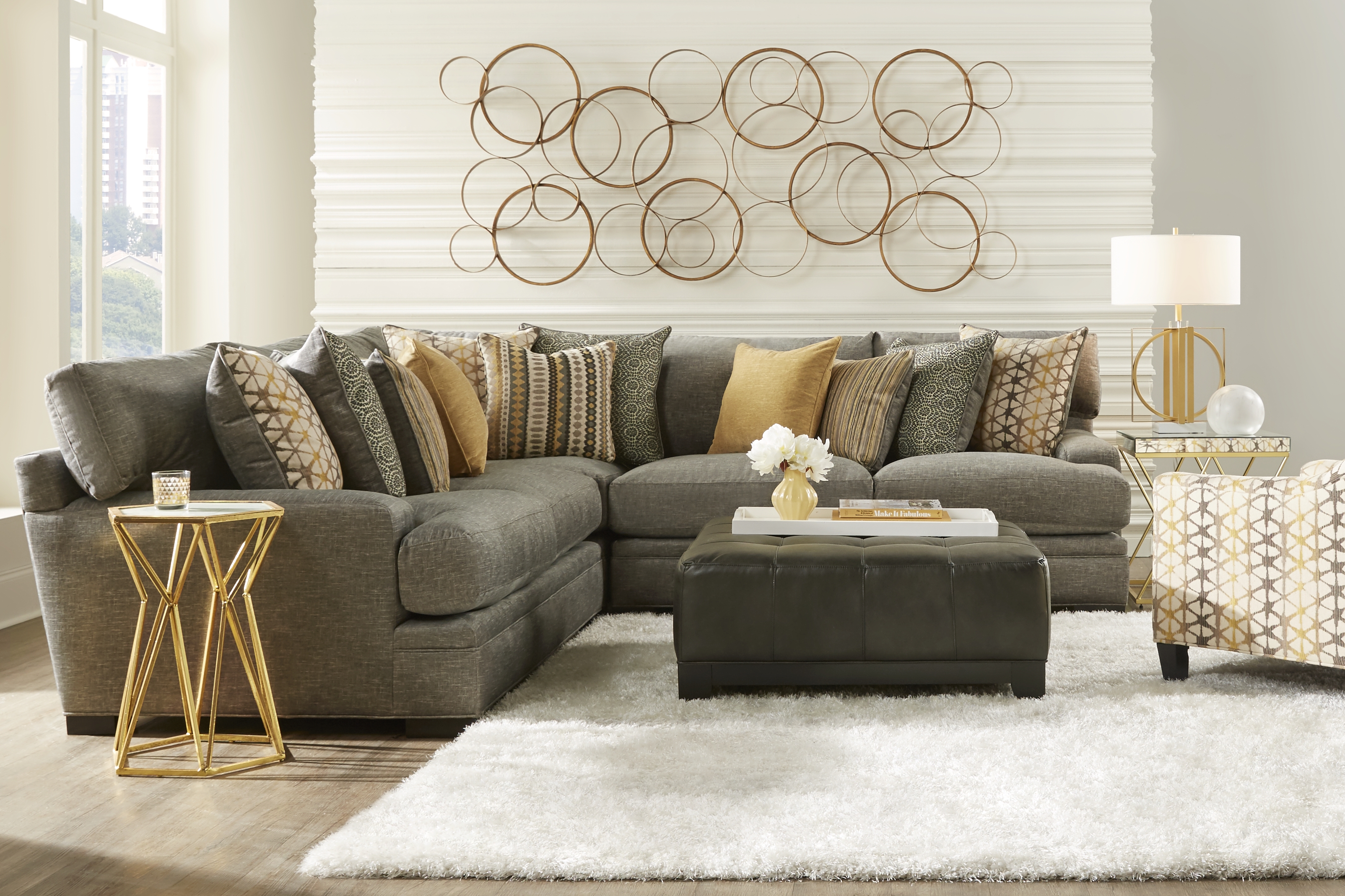 Palm Springs Silver 4 Pc Sectional Living Room - Thumbnail - Image 1