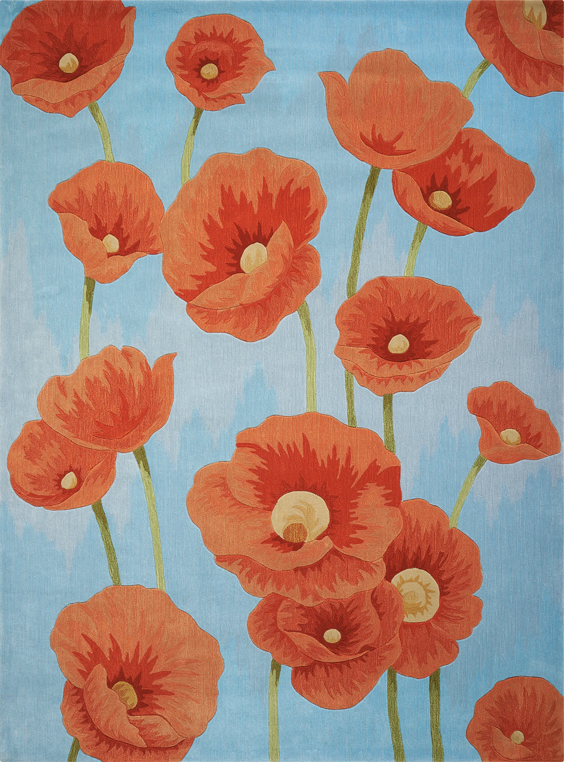 Kids Poppies In Bloom Blue 5' x 7'6 Rug - Image 1
