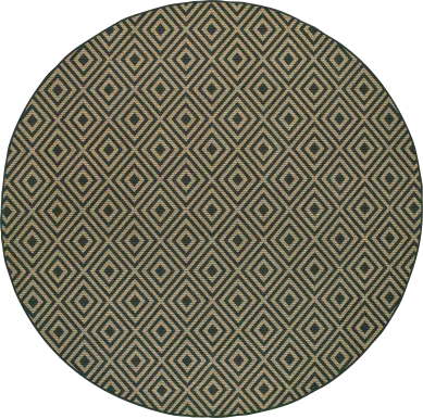 Delores Black 7'10 Round Indoor/Outdoor Rug