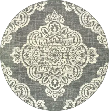Hamiller Gray 7'10 Round Indoor/Outdoor Rug