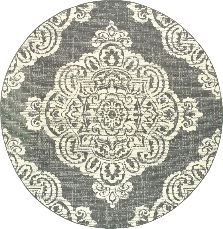 Hamiller Gray 7'10 Round Indoor/Outdoor Rug
