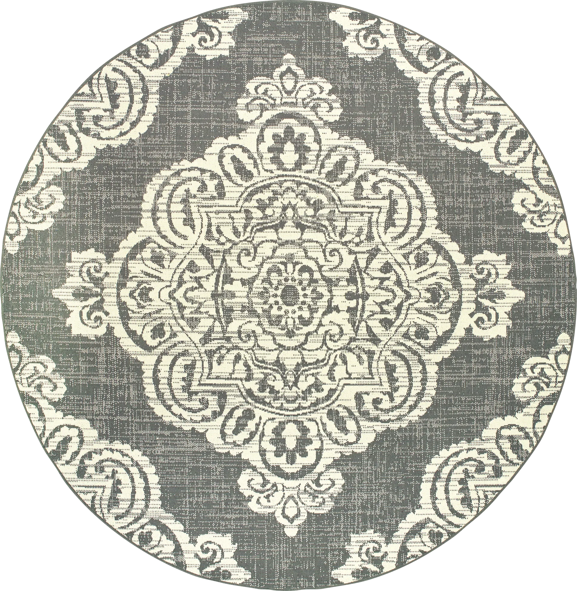 Hamiller Gray 7'10 Round Indoor/Outdoor Rug - Image 1