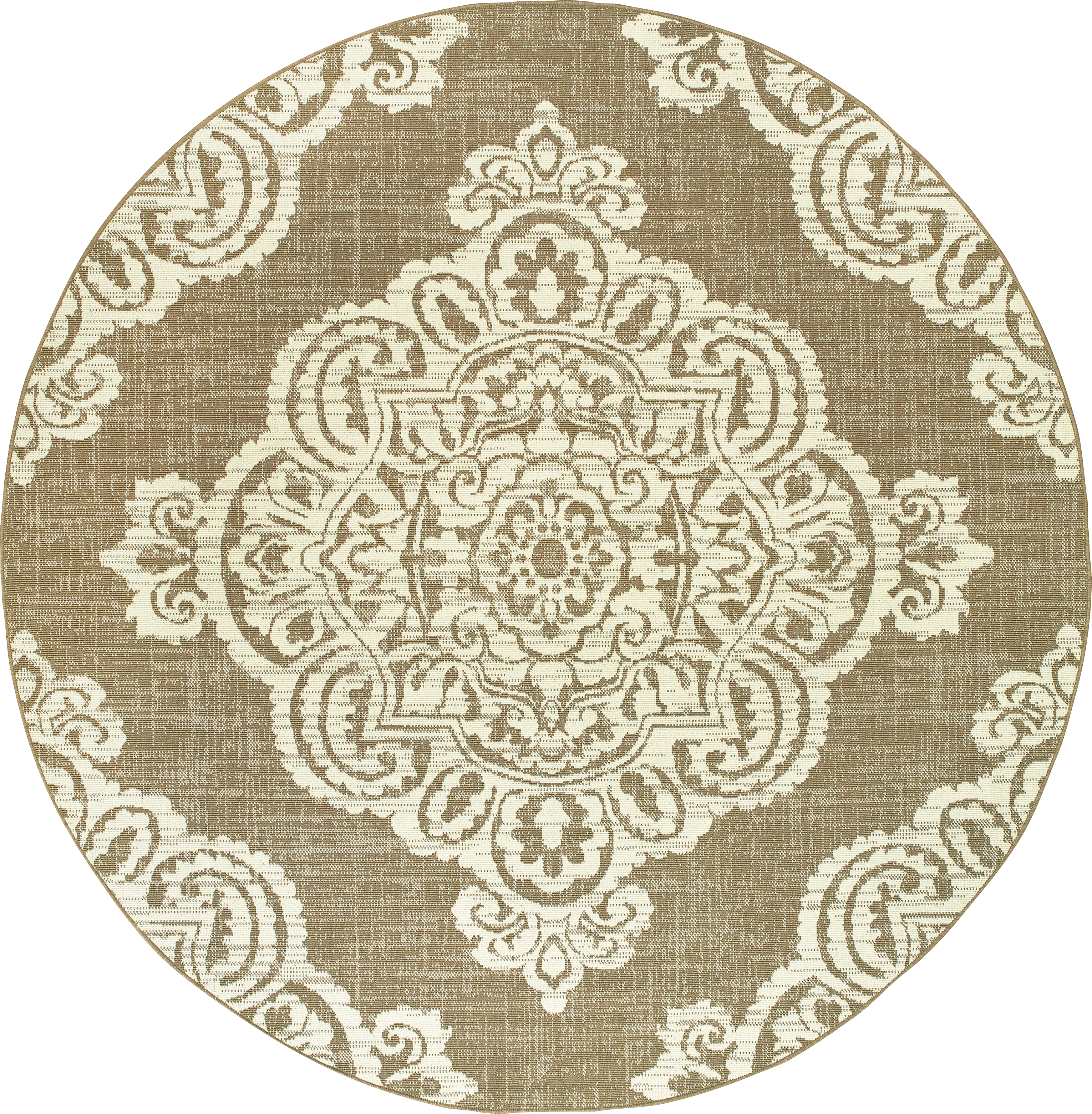 Hamiller Tan 7'10 Round Indoor/Outdoor Rug - Thumbnail - Image 1