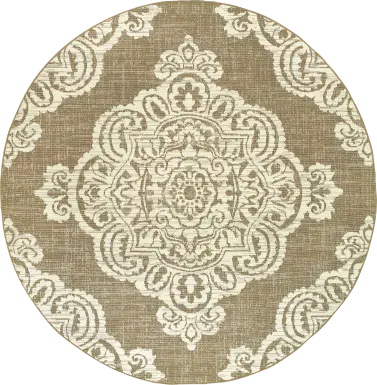 Hamiller Tan 7'10 Round Indoor/Outdoor Rug