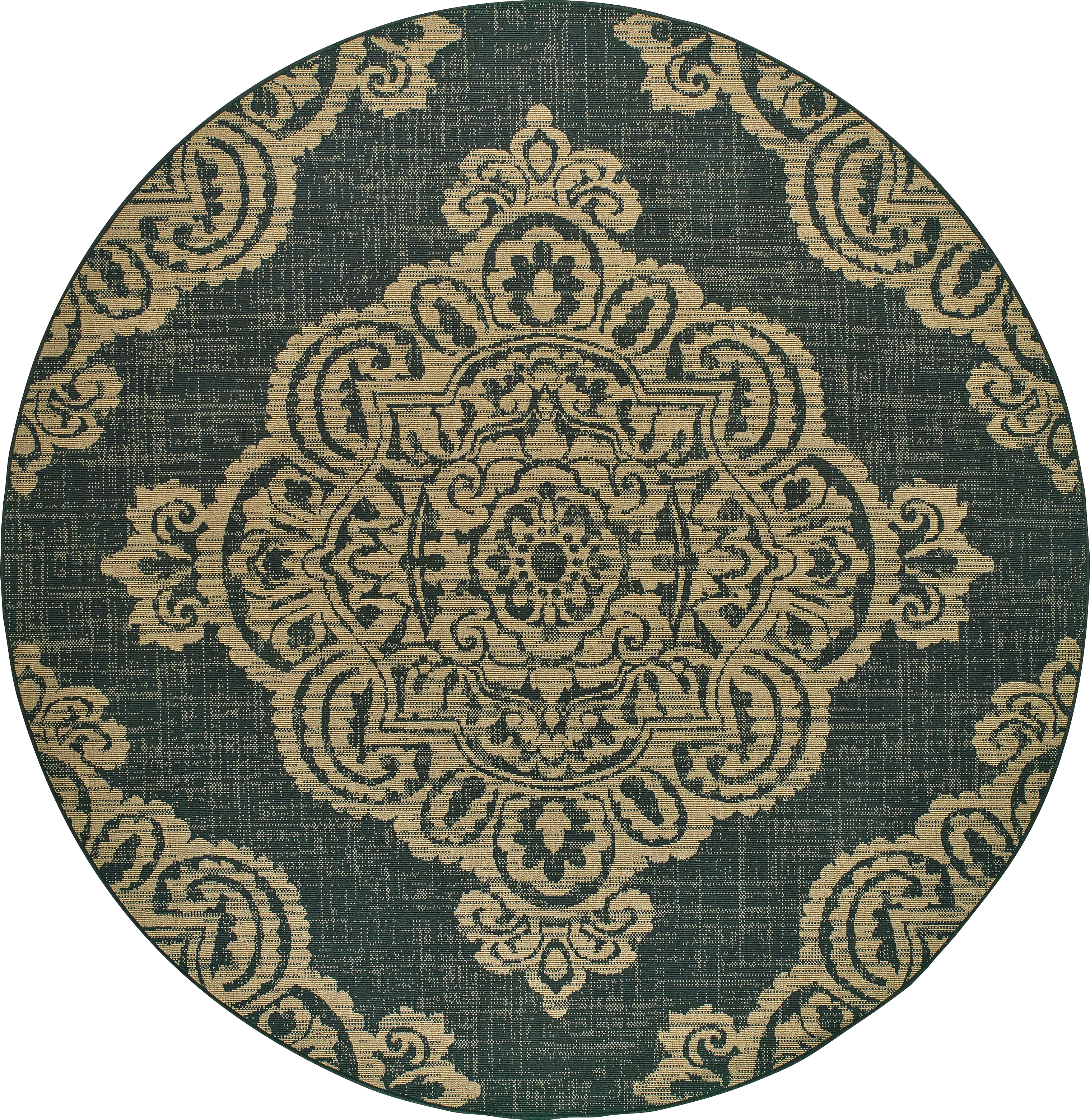 Hamiller Black 7'10 Round Indoor/Outdoor Rug - Thumbnail - Image 1