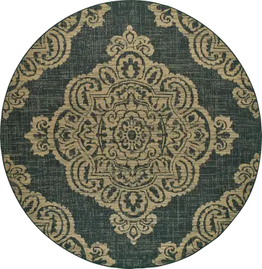 Hamiller Black 7'10 Round Indoor/Outdoor Rug