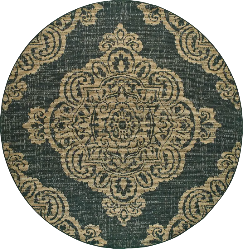 Hamiller Black 7'10 Round Indoor/Outdoor Rug