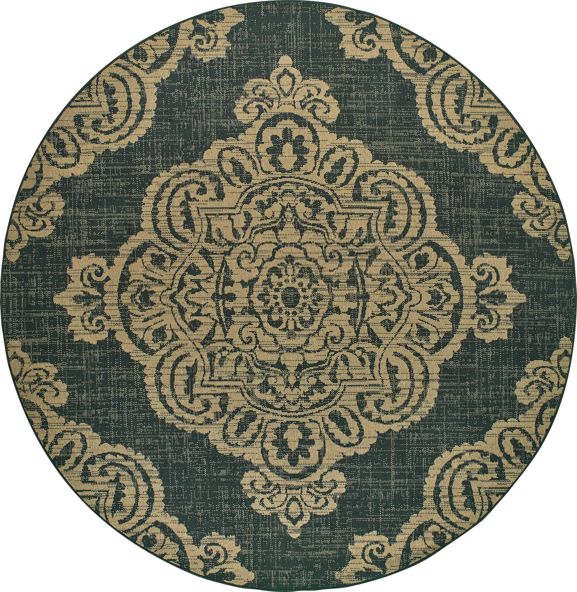Hamiller Black 7'10 Round Indoor/Outdoor Rug