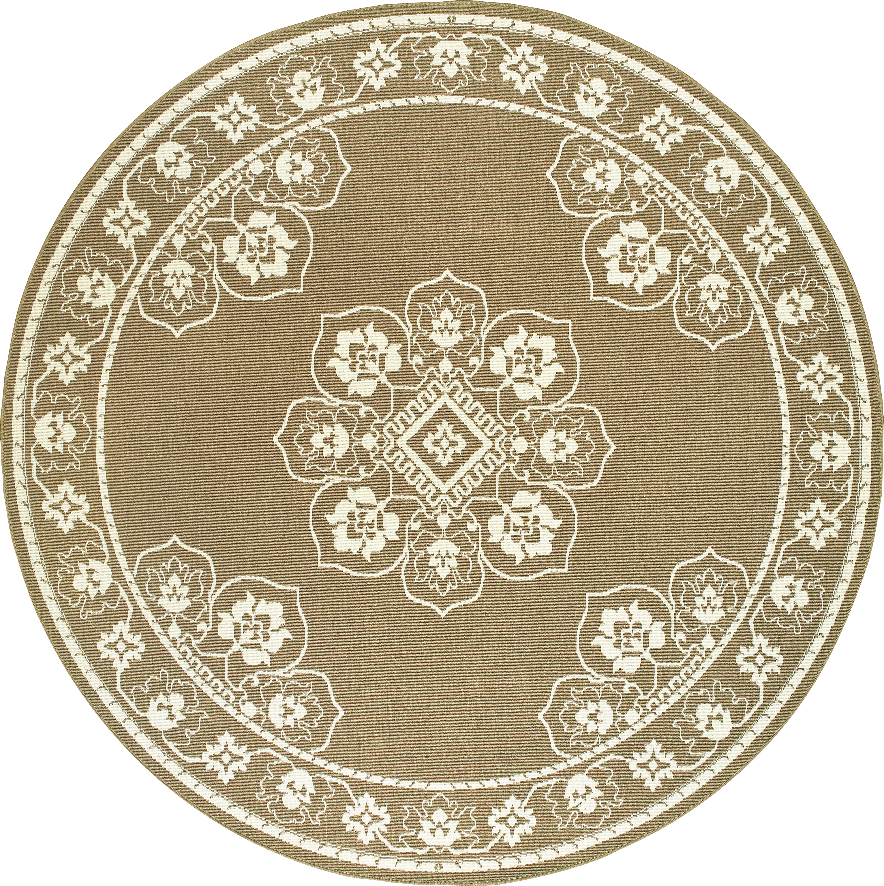 Bassbrook Tan 7'10 Round Indoor/Outdoor Rug - Thumbnail - Image 1