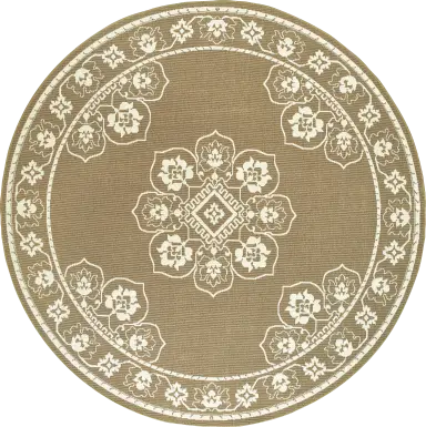 Bassbrook Tan 7'10 Round Indoor/Outdoor Rug