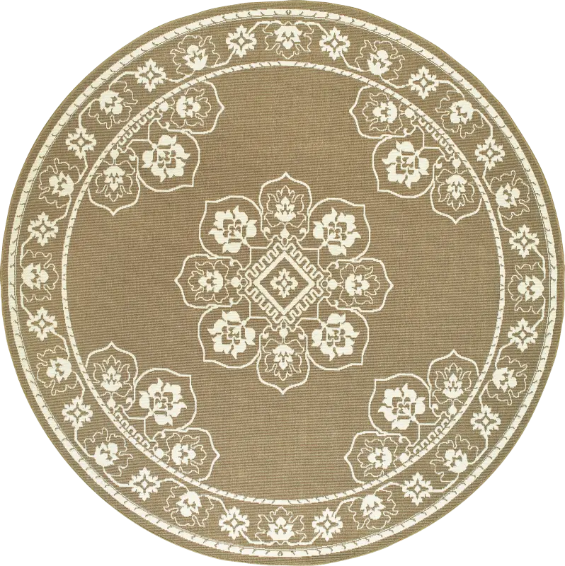 Bassbrook Tan 7'10 Round Indoor/Outdoor Rug