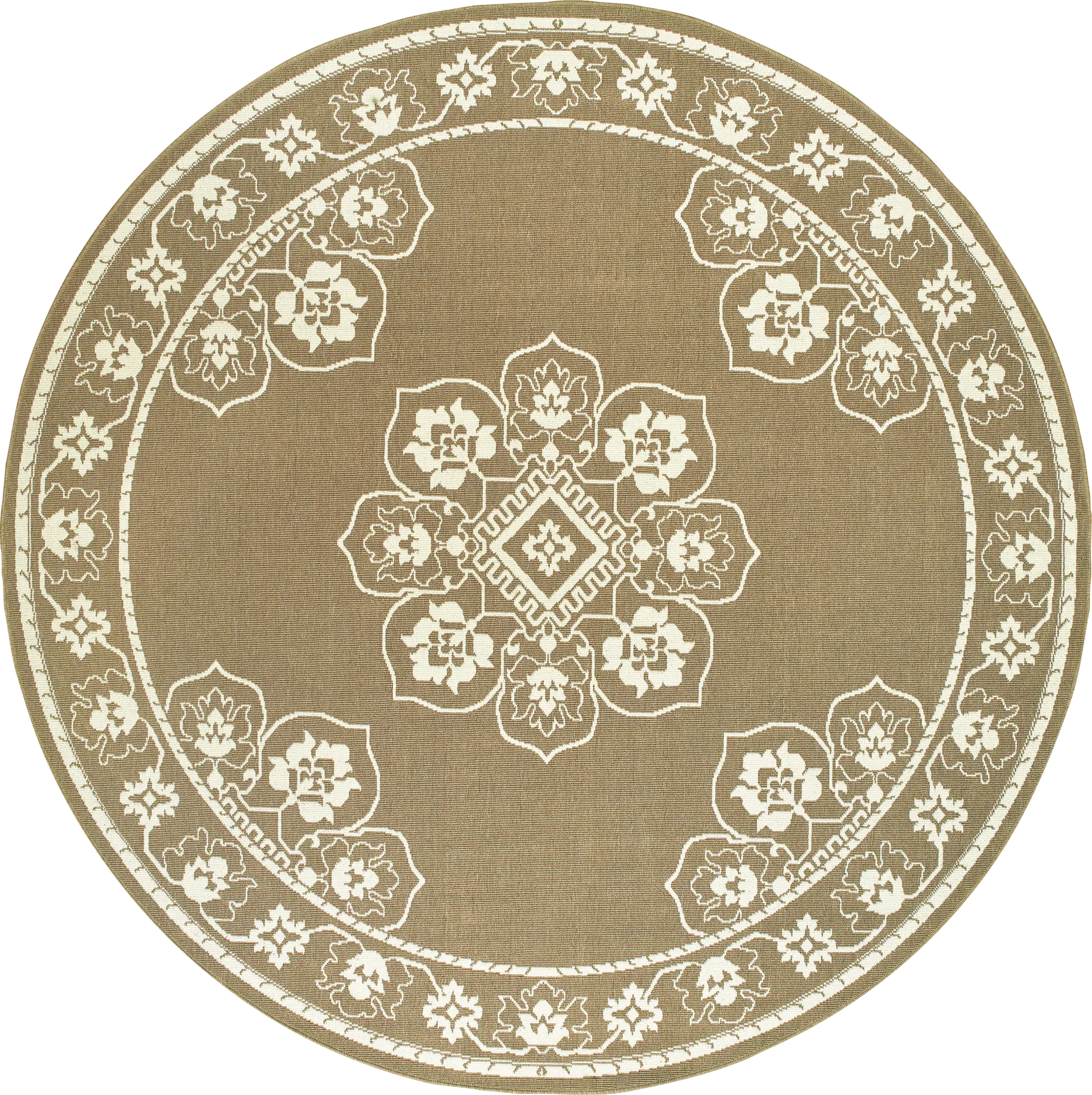 Bassbrook Tan 7'10 Round Indoor/Outdoor Rug