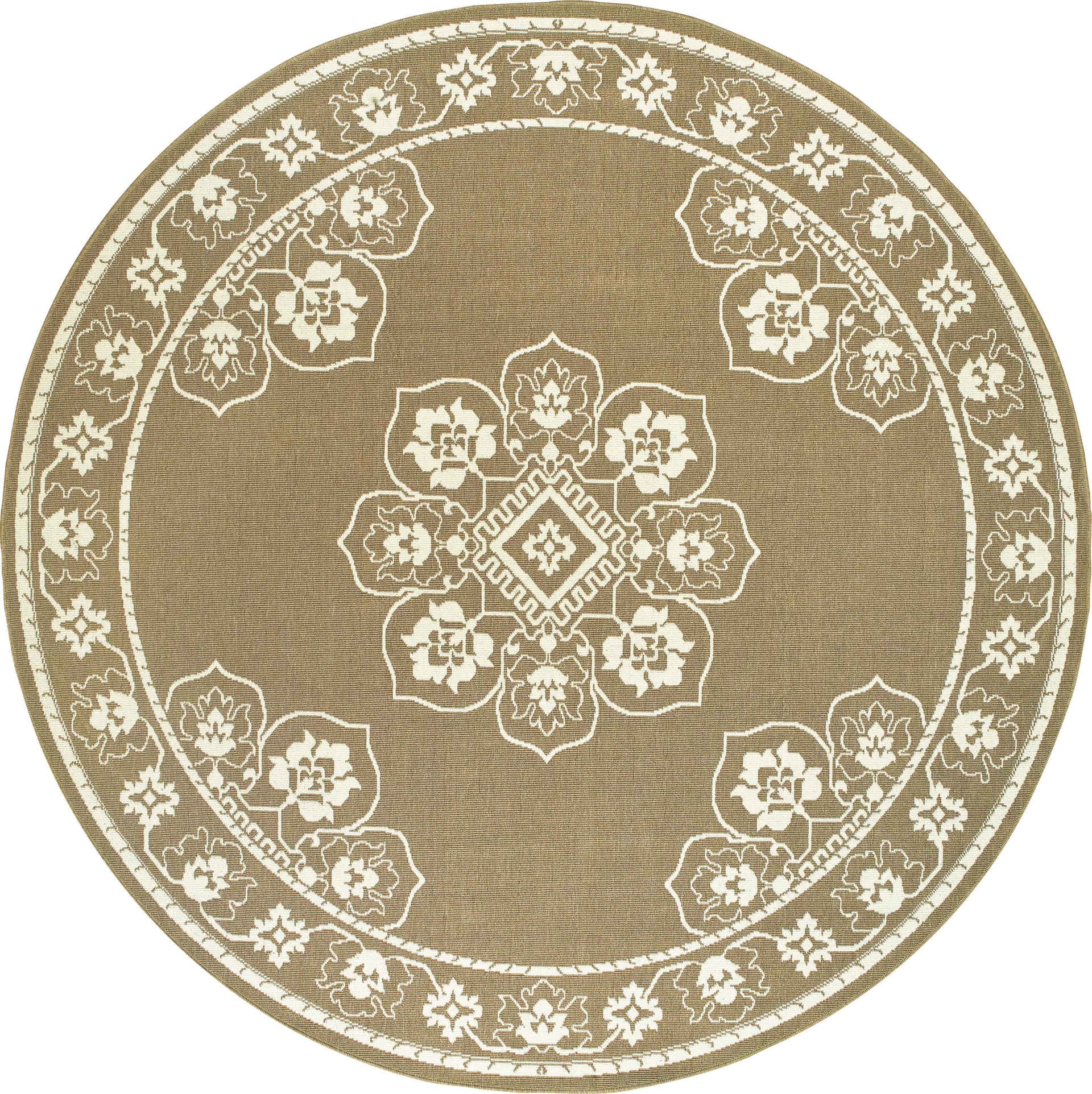 Bassbrook Tan 7'10 Round Indoor/Outdoor Rug - Image 1
