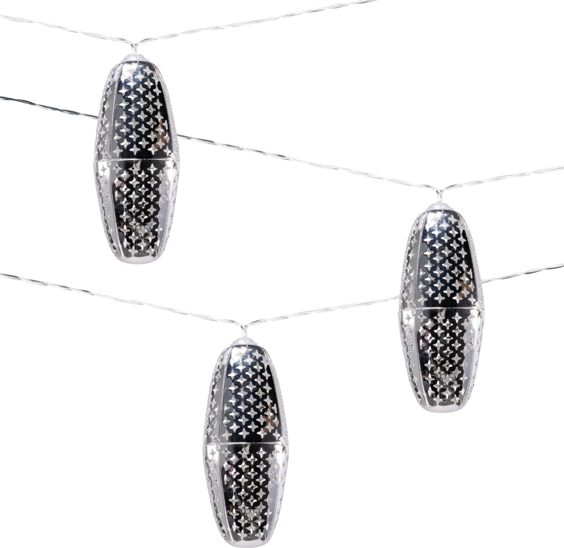 Shimmering Starscape Silver Outdoor Solar String Lights - Image 1