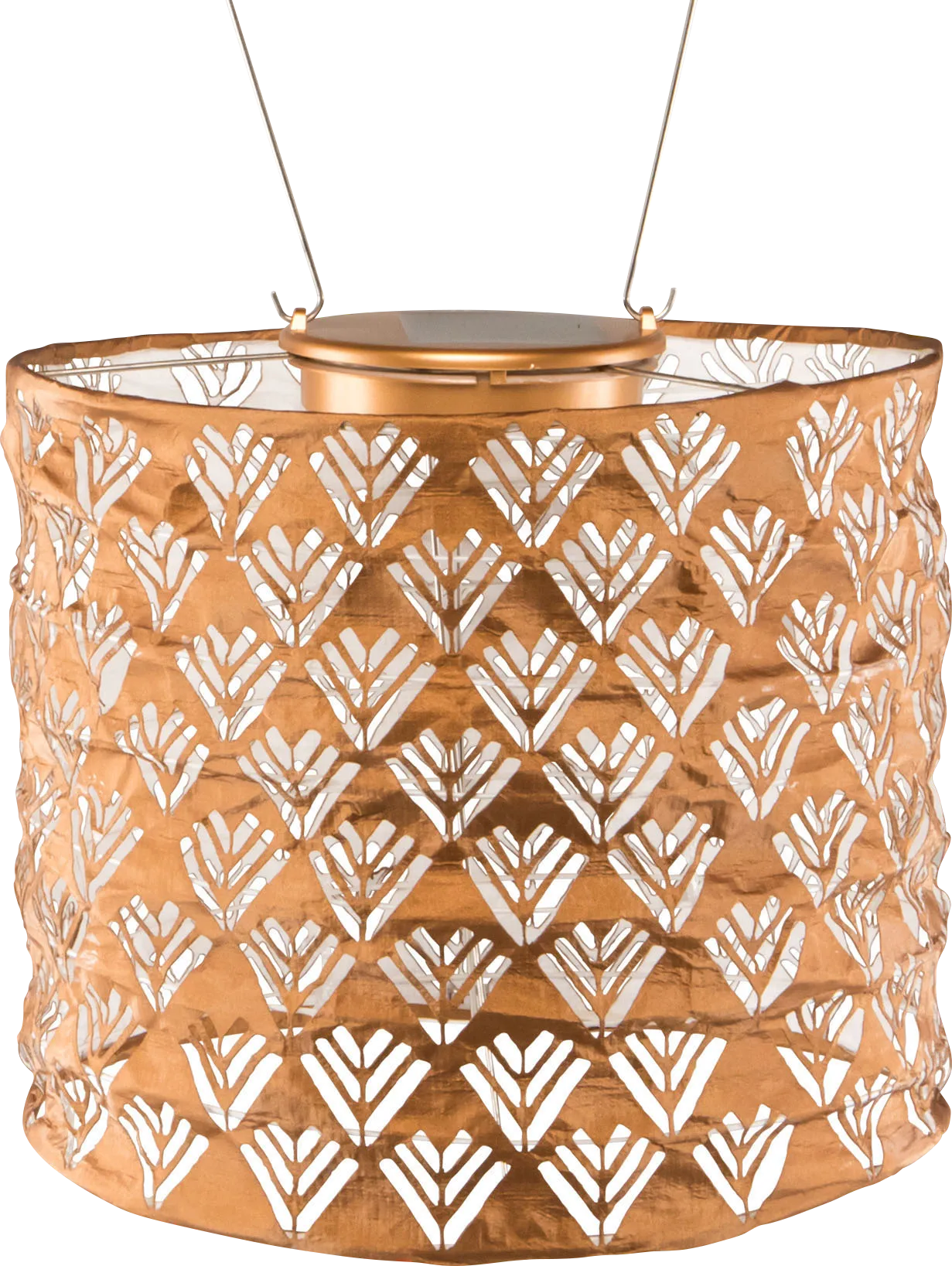 Chevron Rays Copper Outdoor Solar Lantern - Image 1