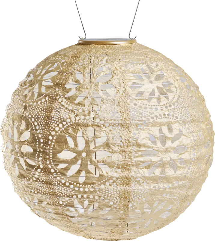 Floral Medallion Pearl Outdoor Solar Lantern