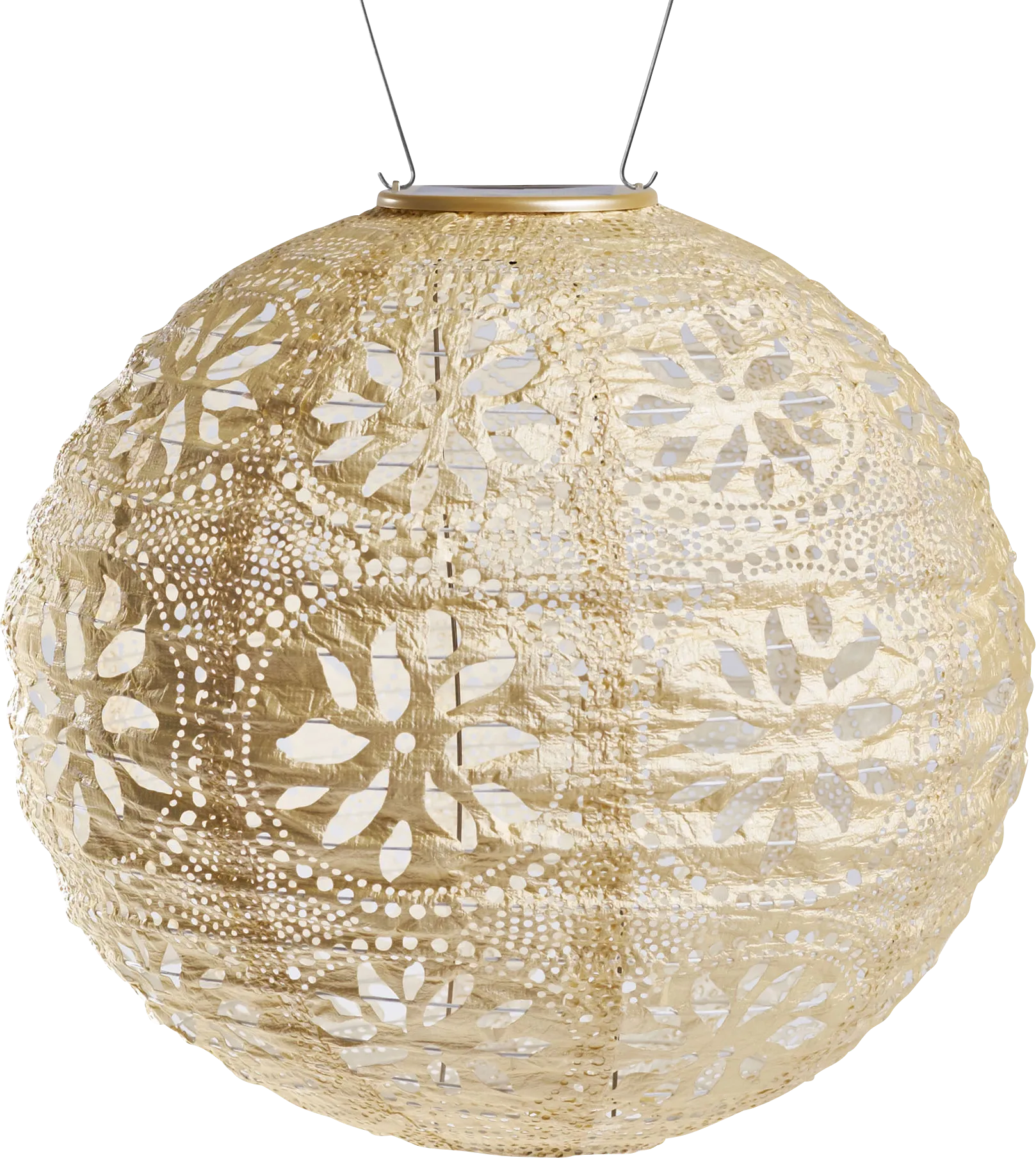 Floral Medallion Pearl Outdoor Solar Lantern - Image 1