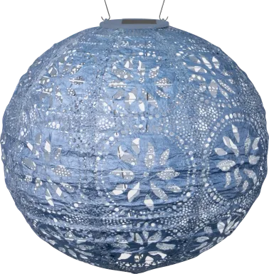 Floral Medallion Blue Outdoor Solar Lantern