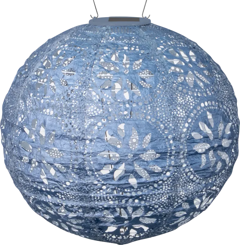 Floral Medallion Blue Outdoor Solar Lantern
