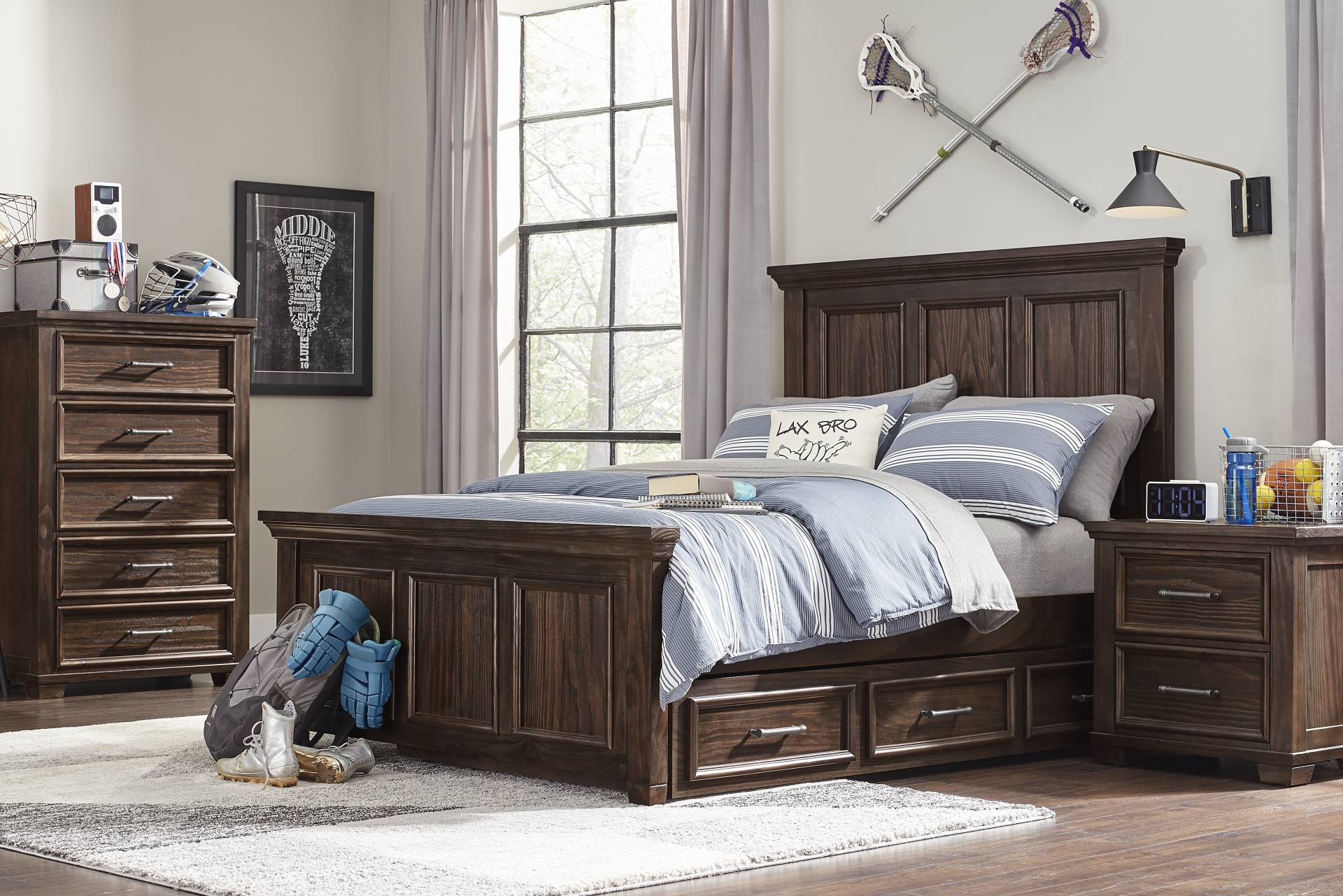 Kids Canyon Lake Java Twin Panel Bedroom full room