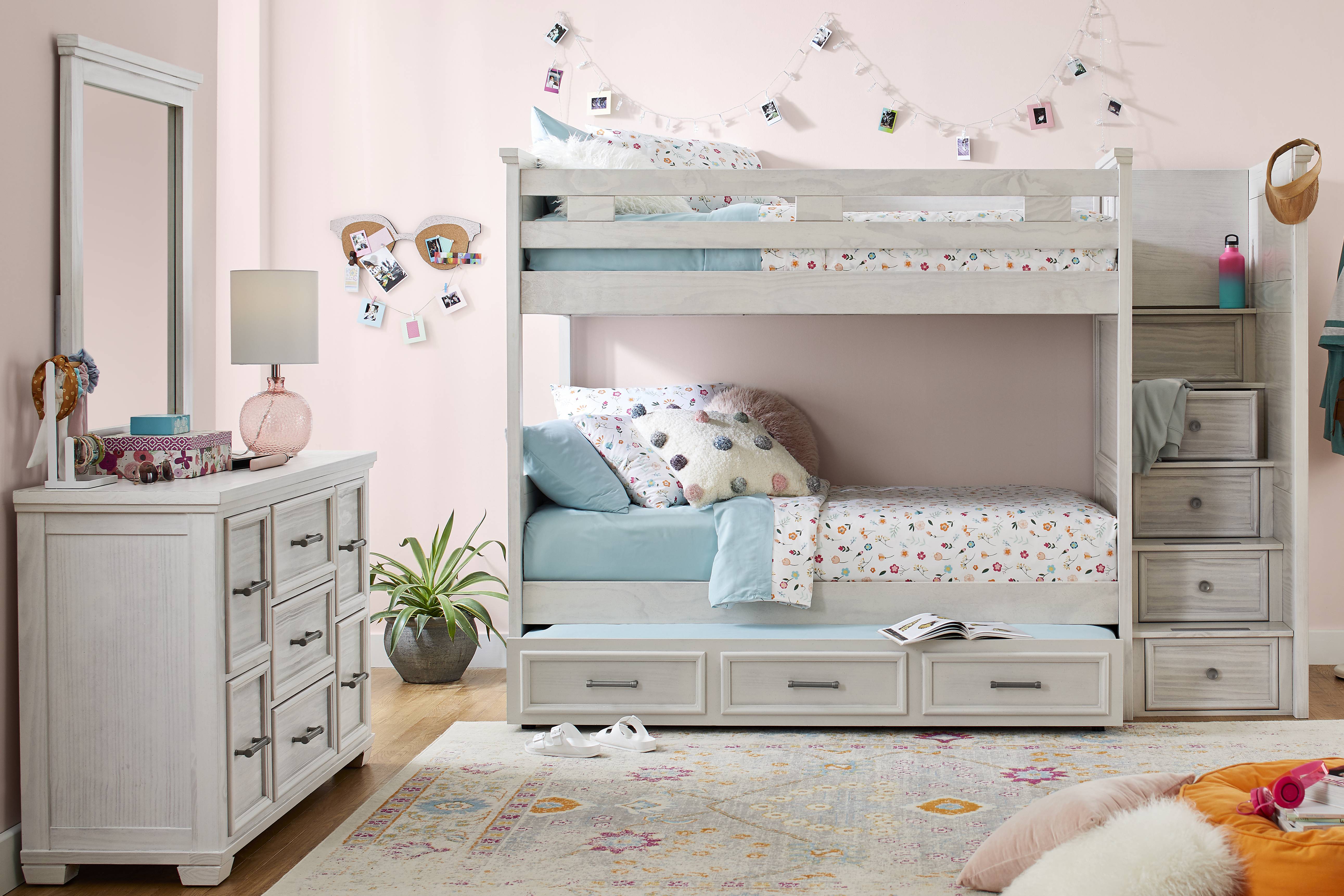 Kids Canyon Lake Ash Gray Twin/Twin Step Bunk