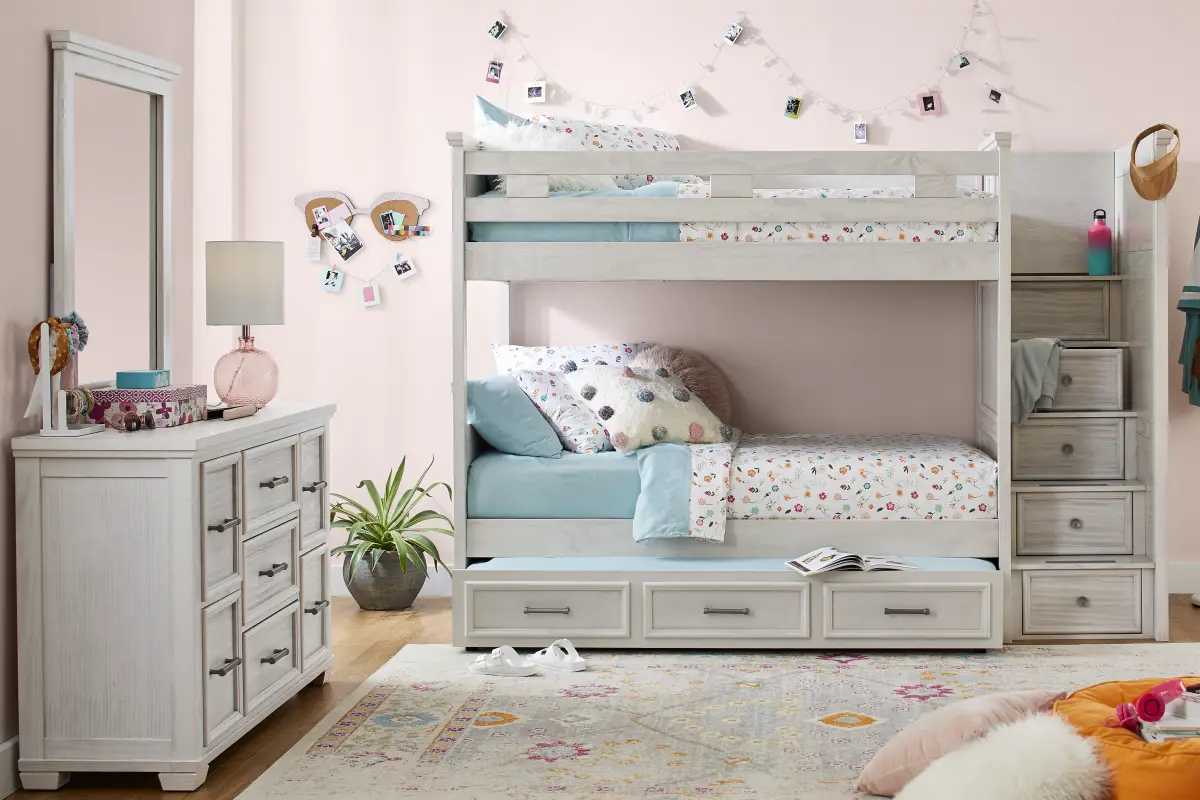 Kids Canyon Lake Ash Gray Twin/Twin Step Bunk