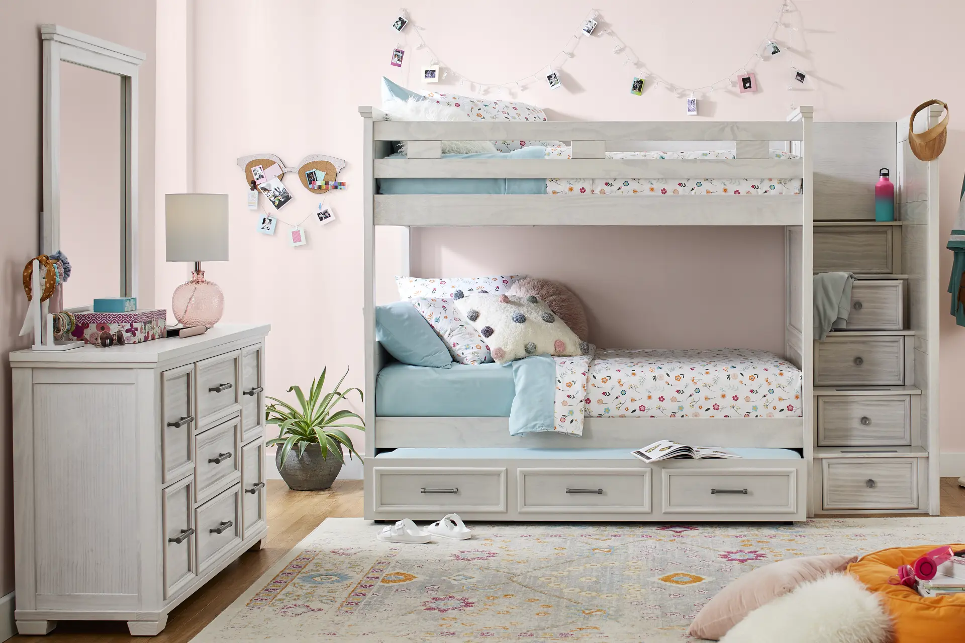 Kids Canyon Lake Ash Gray Twin/Twin Step Bunk