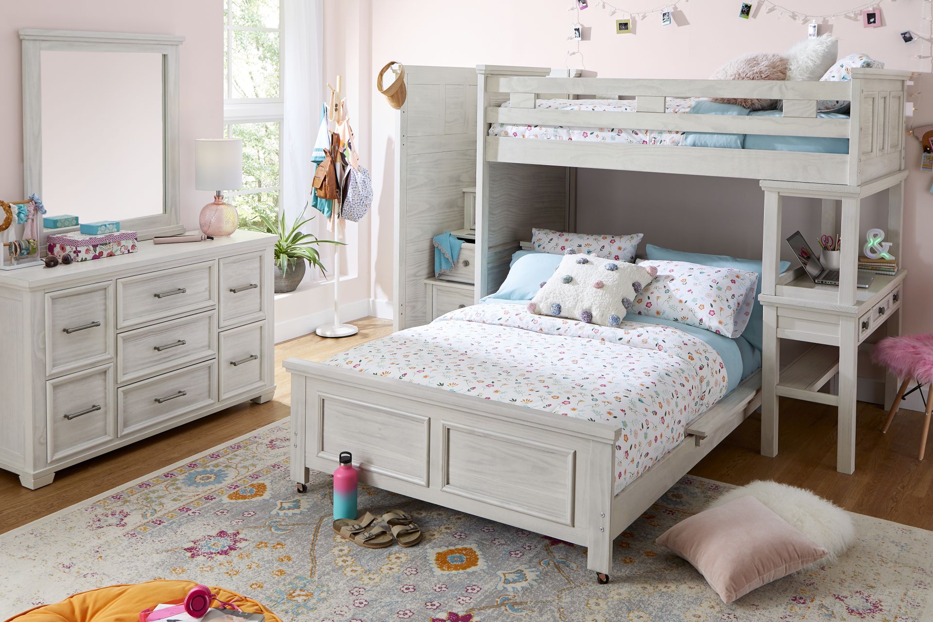 Kids Canyon Lake Ash Gray Twin/Twin Step Loft with Desk - Image 2