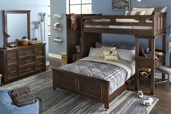 Kids Canyon Lake Java Twin/Twin Step Loft with Desk