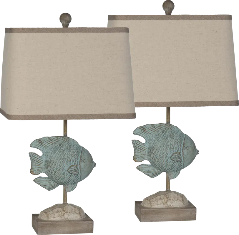 Moreno Bay Blue Table Lamps, Set of 2