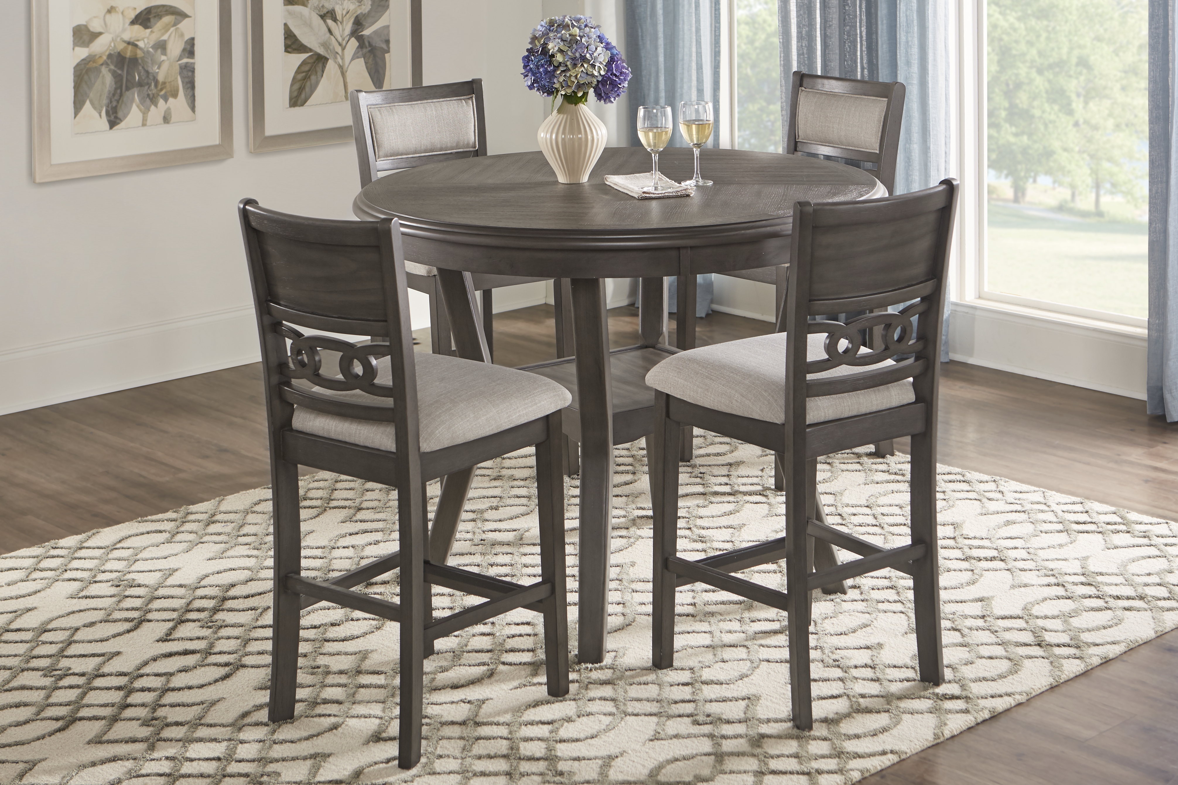 Brookgate Gray 5 Pc Round Counter Height Dining Set - Thumbnail - Image 1