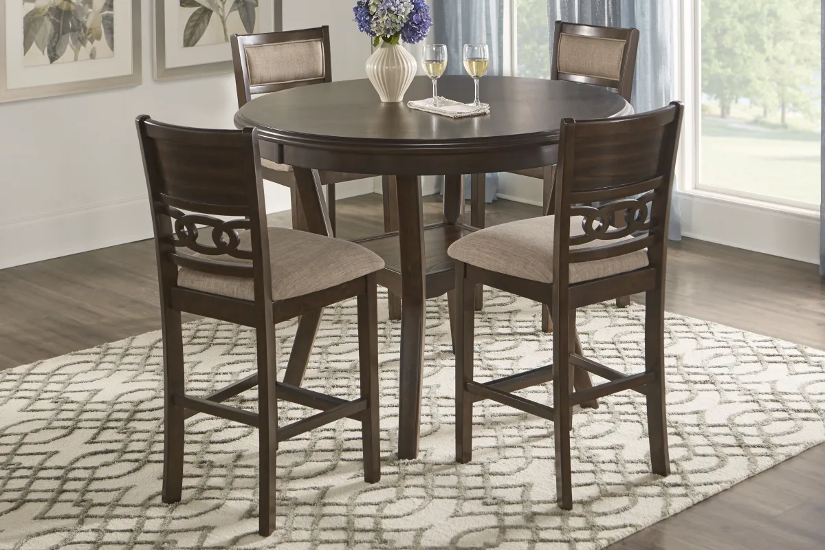 Brookgate Brown Cherry 5 Pc Round Counter Height Dining Set