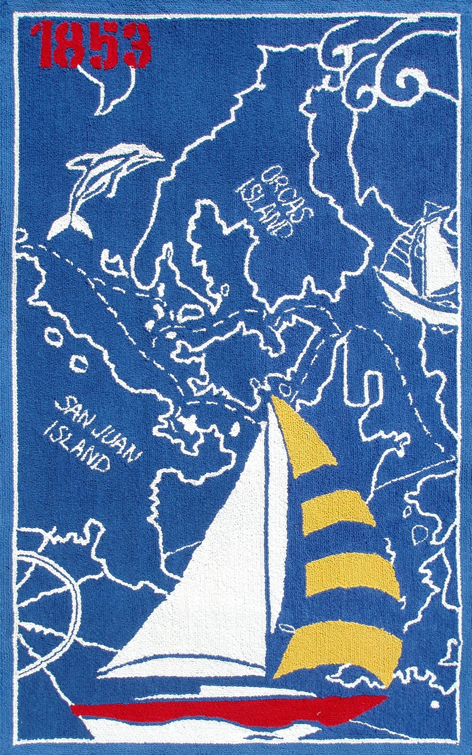 Kids Nautical Adventure Blue 2'8 x 4'8 Rug - Image 1