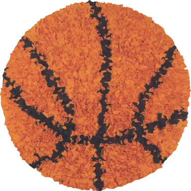 Kids Fluffy Basketball Orange 3' x 3' Rug