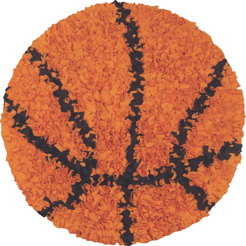 Kids Fluffy Basketball Orange 3' x 3' Rug