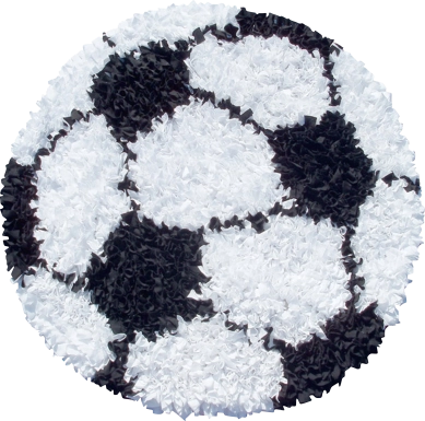 Kids Fluffy Soccer White 3' x 3' Rug