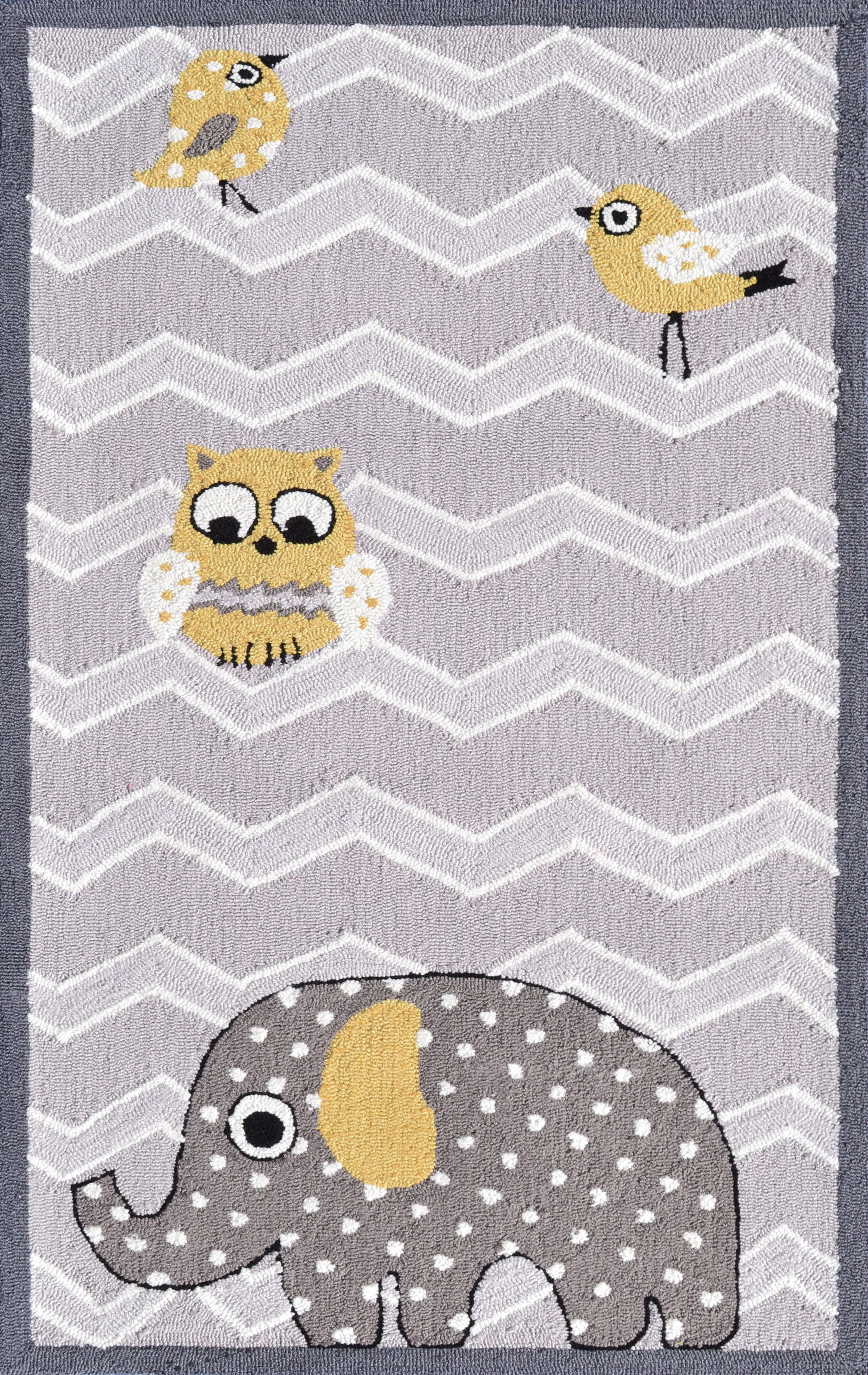 Kids Elephant Friends Yellow 2'8 x 4'8 Rug - Thumbnail - Image 1