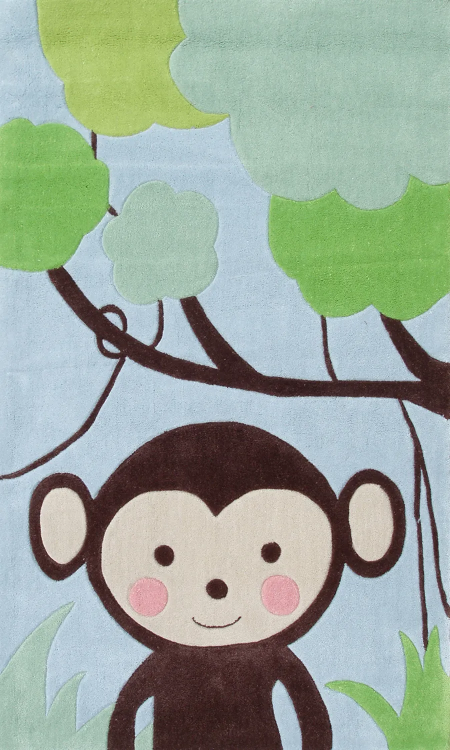 Kids Tree Monkey Blue 2'8 x 4'8 Rug - Thumbnail - Image 1